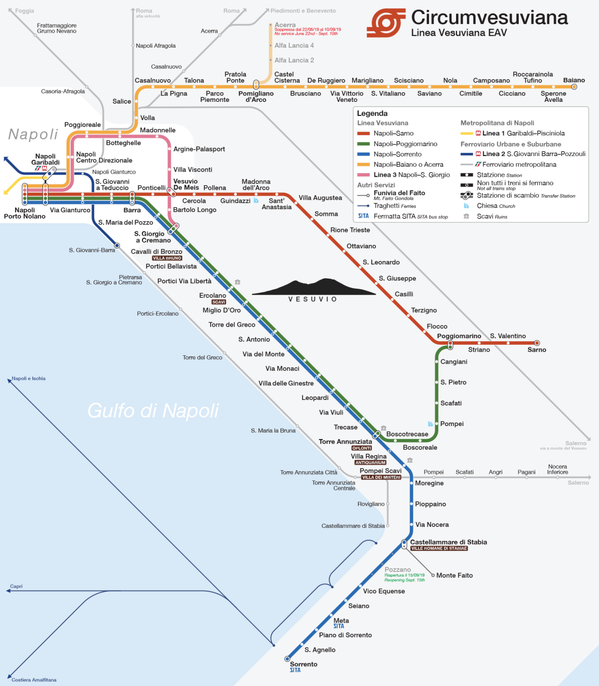 Nápoly Sorrento közlekedés
(Circumvesuviana metrótérkép)